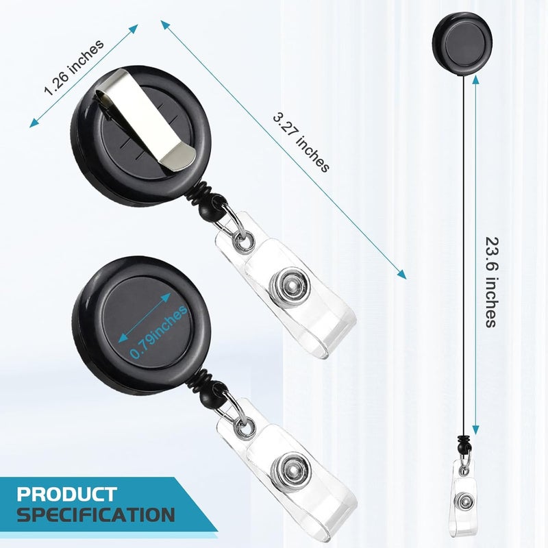 koorito 100 Pack Retractable Name Badge Holder Reel with Belt Clip Badge Reel Retractable for Teachers, Students, Office Workers (Black) - Image 2